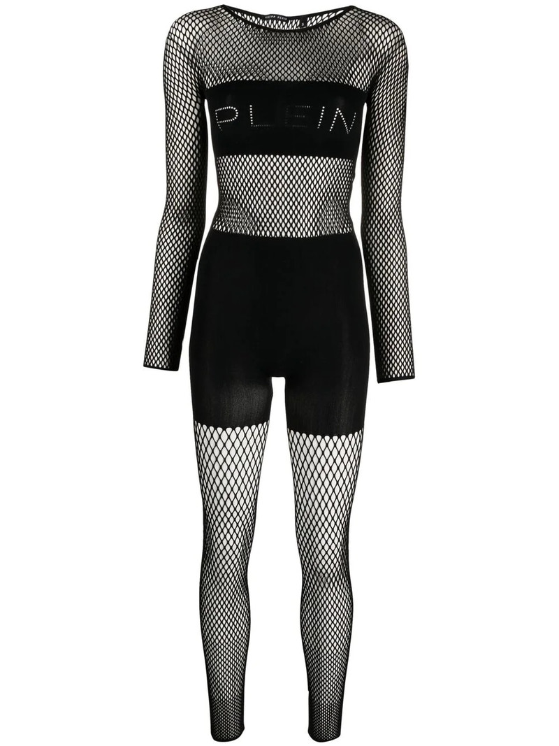 mesh-panelled jumpsuit 1