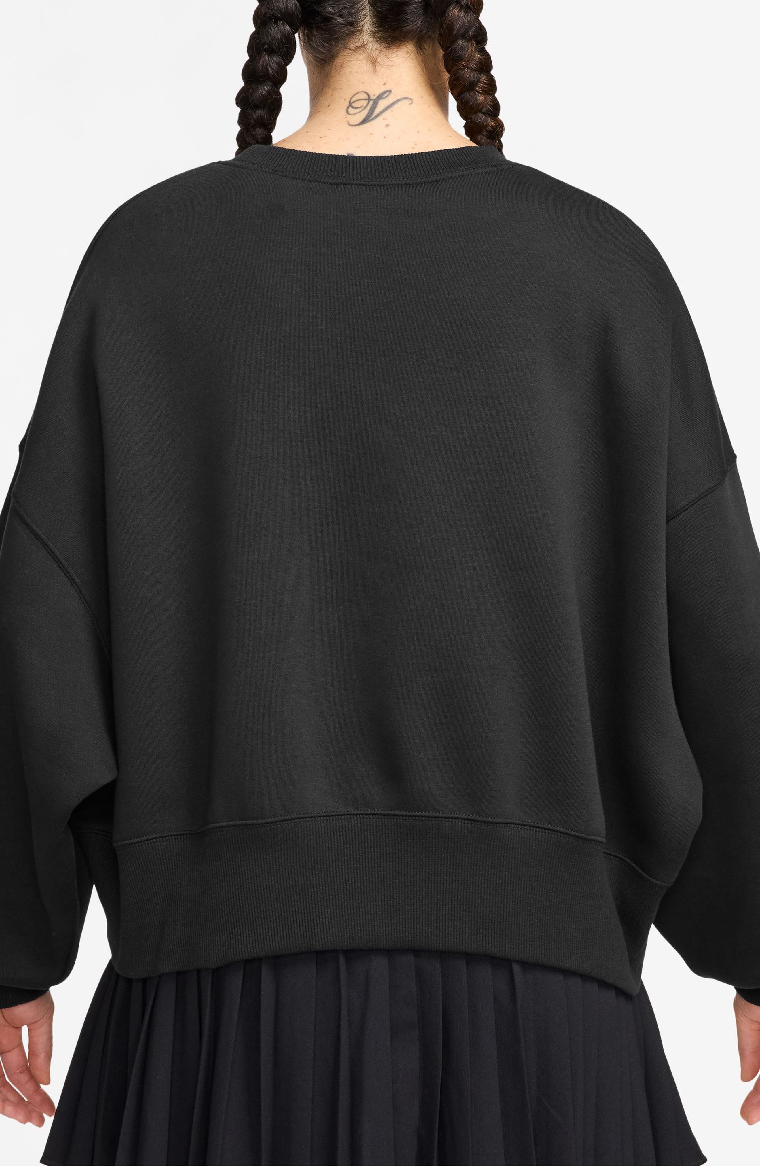 Nike Phoenix Fleece Oversize Crewneck Tennis Sweatshirt in Black/Flat Pewter at Nordstrom - 2