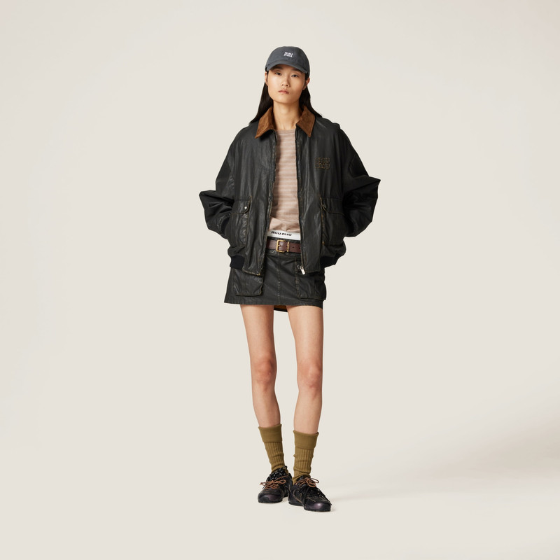 Miu Miu Resin-finish poplin bomber jacket outlook