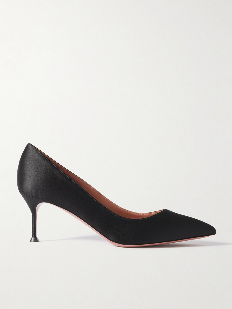 AQUAZZURA Purist 65 satin point-toe pumps Black outlook