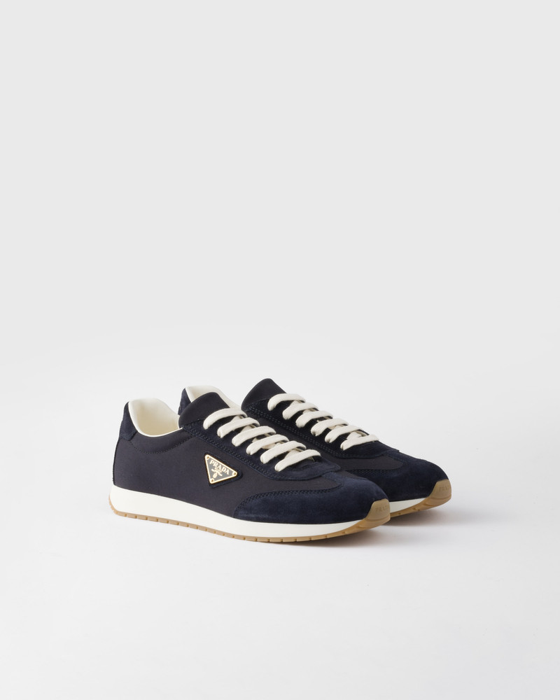 Drill fabric and suede sneakers - 1