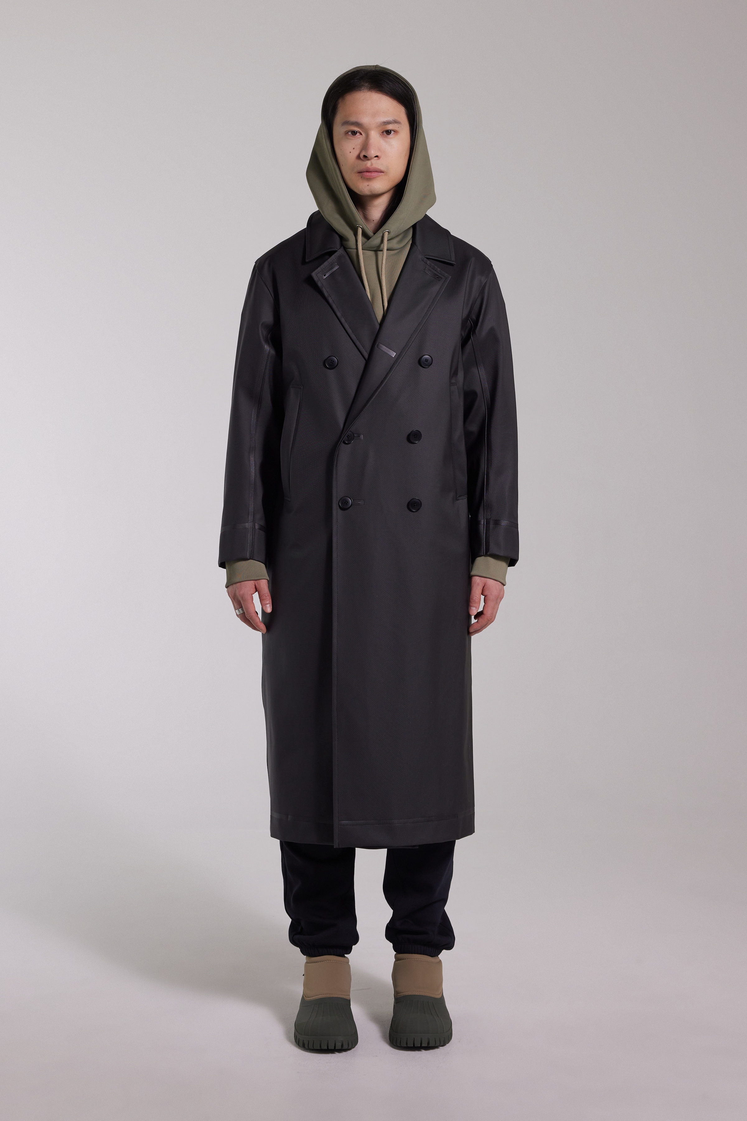 Rosenbad Long Double Breasted Overcoat Black - 1