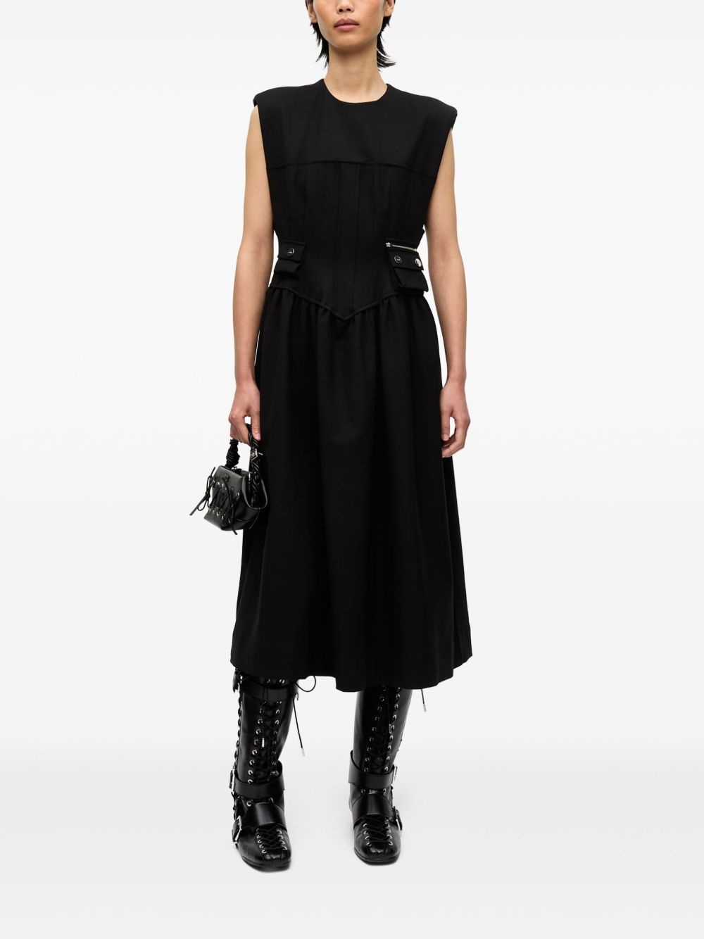 pleat-detailing midi dress - 2