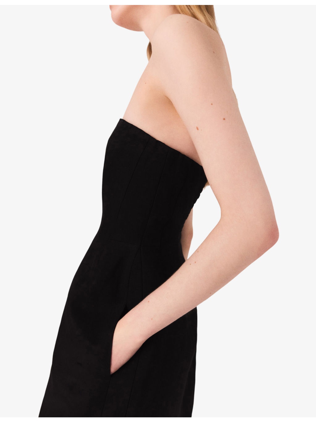 Shirred-Back Flared-Skirt Strapless Linen Mini Dress - 5