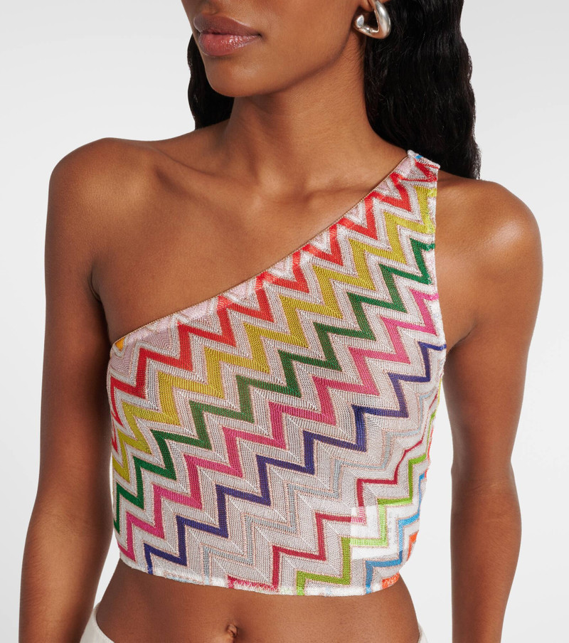 Zigzag one-shoulder lamé top 4