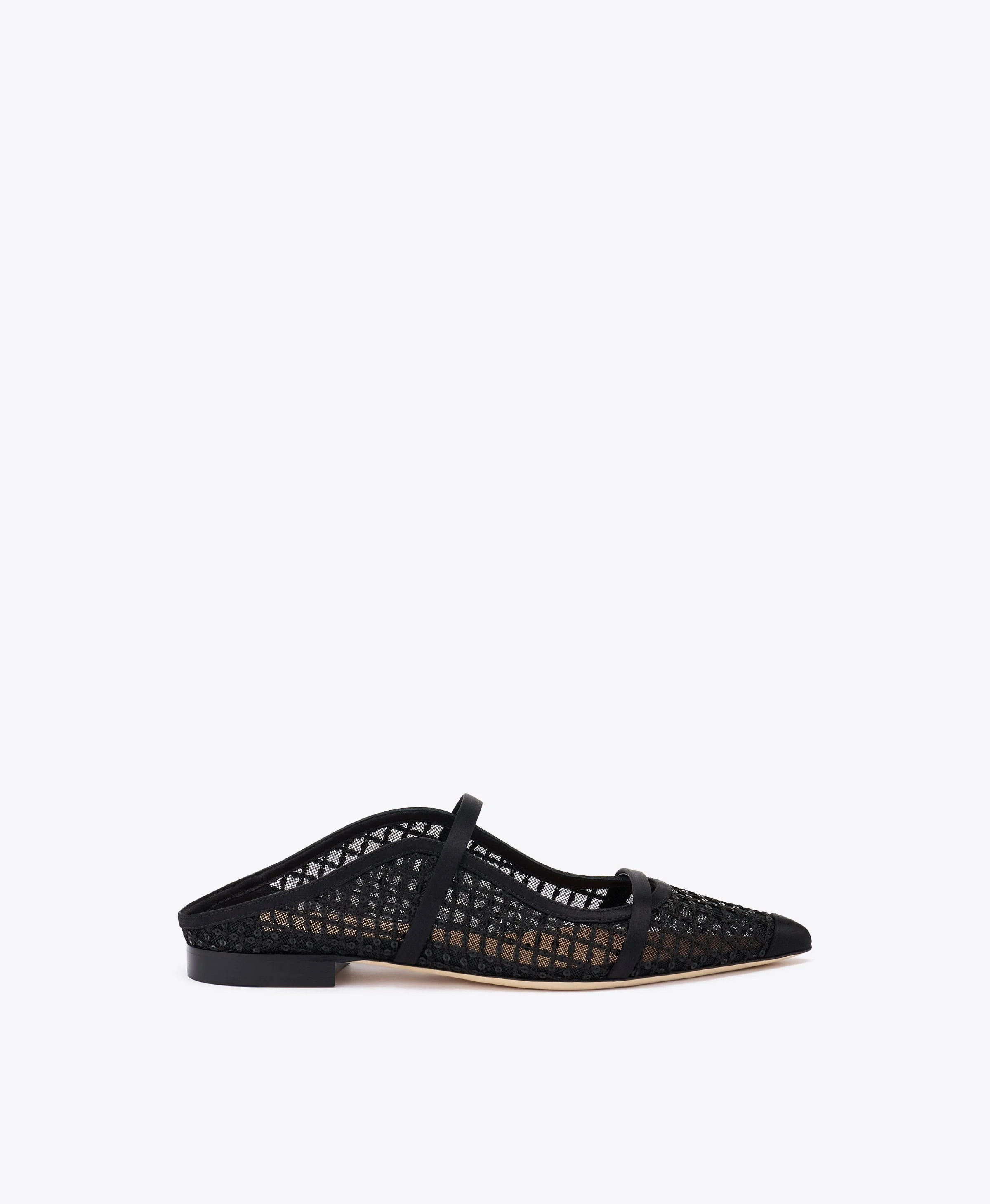 Maureen Black Sequin Mesh Flat Mules - 1