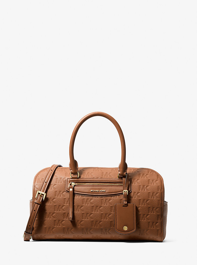 Jet Set Travel Medium Logo Embossed Leather Duffel Crossbody Bag 1