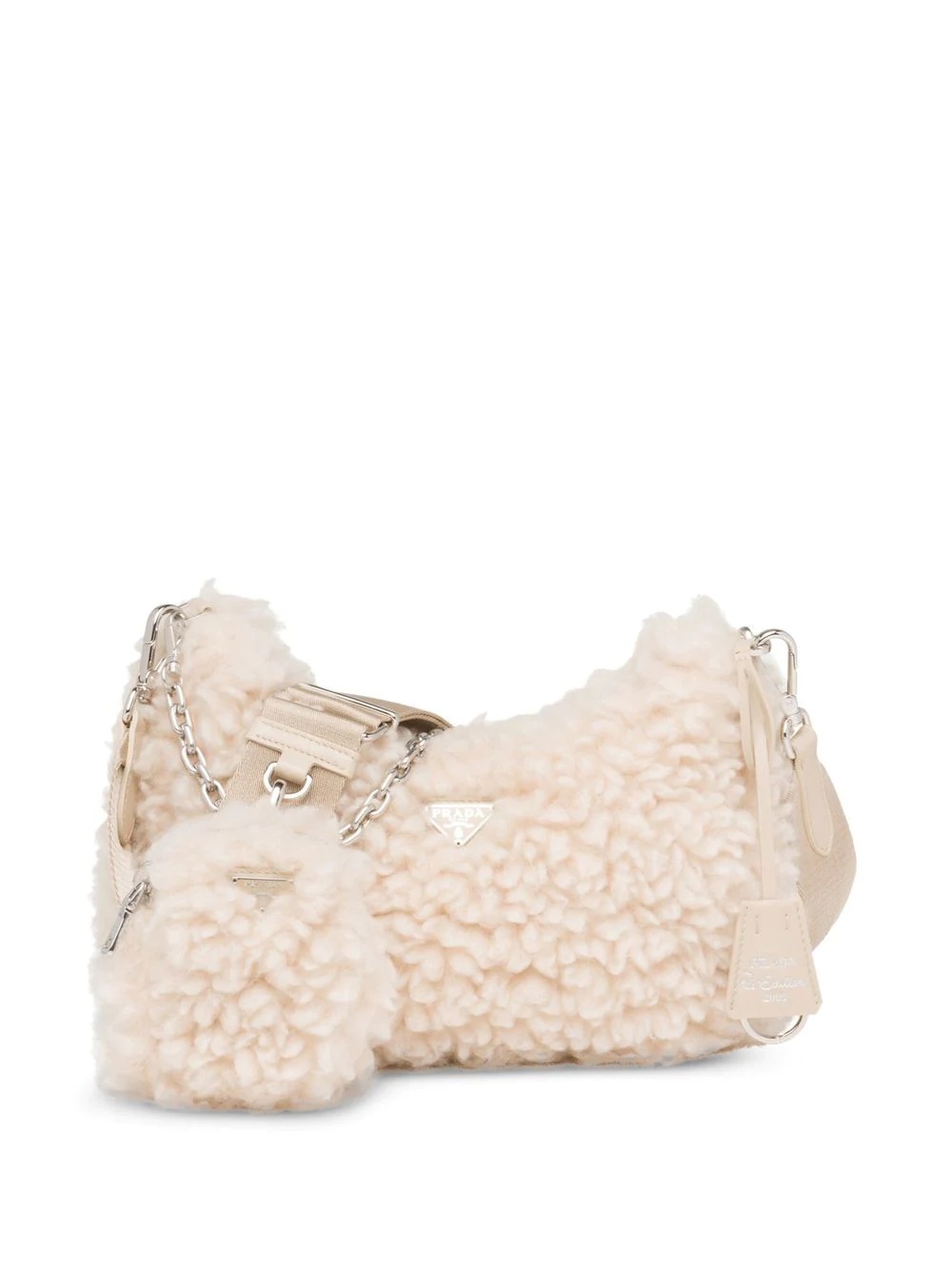 shearling logo-plaque crossbody bag - 1