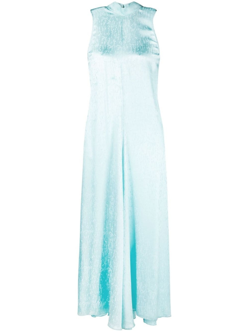 check-jacquard attached-scarf midi dress 1