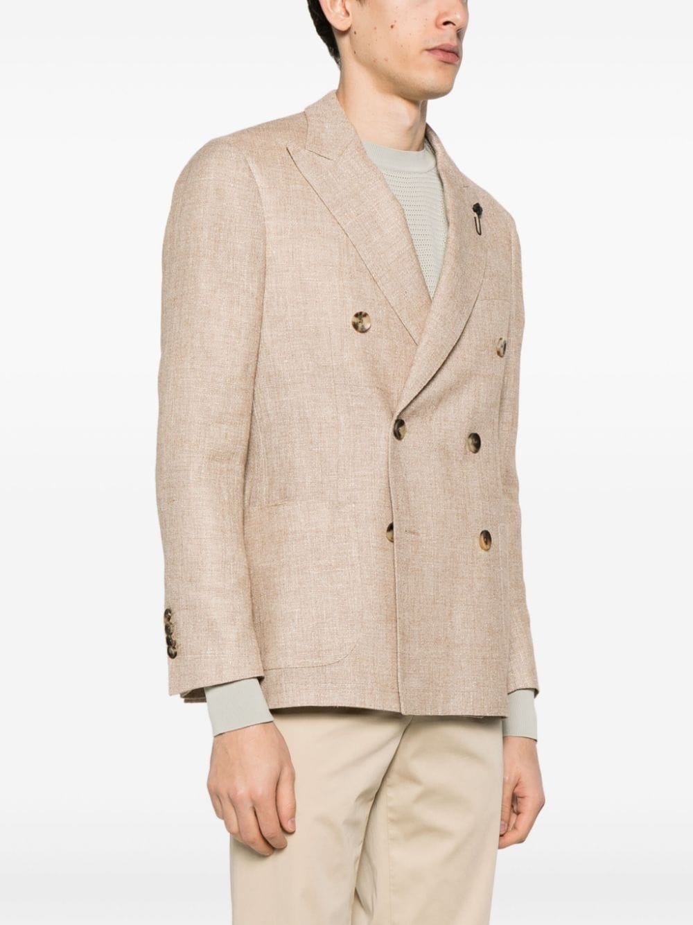 double-breasted mÃ©lange-effect blazer - 3