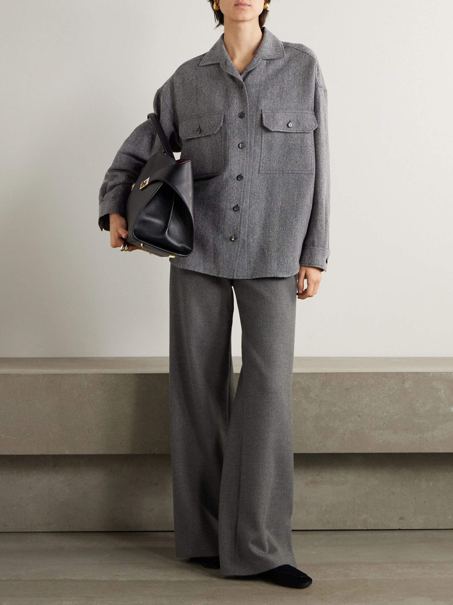 Darby linen, wool and cashmere-blend shirt Gray - 2