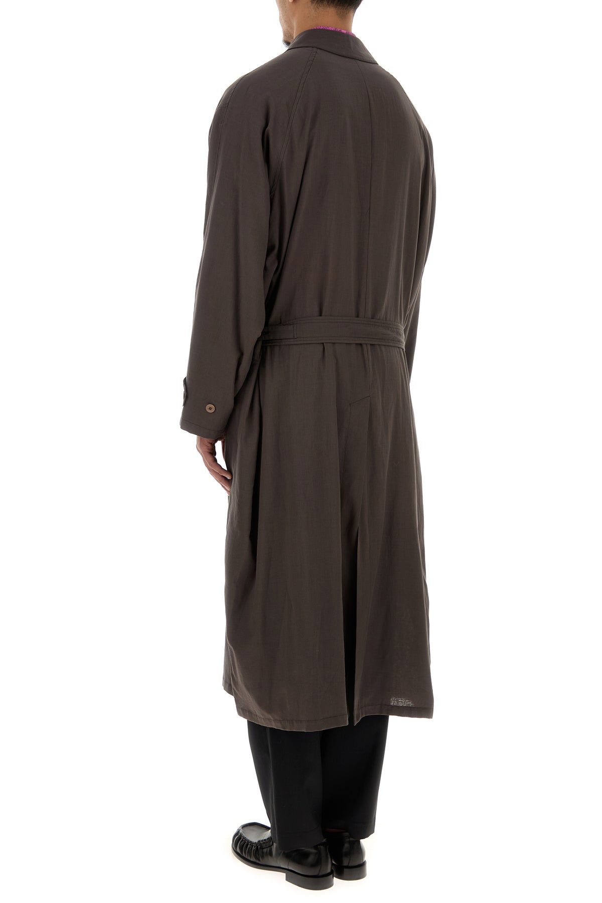Chocolate cotton La Sapienza trench coat - 4
