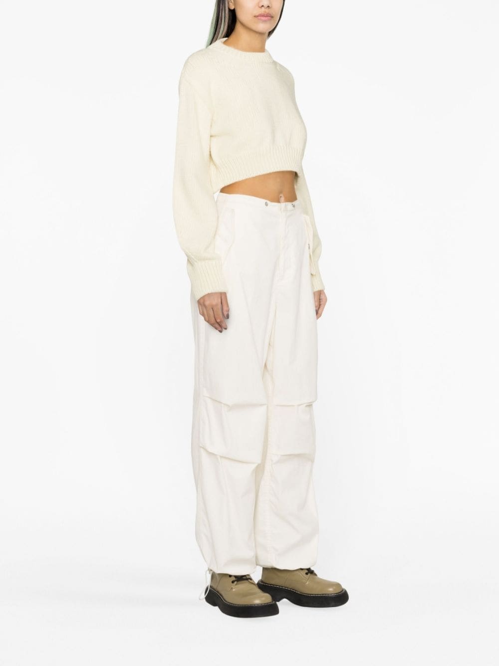 open-back cropped wool jumper - 3