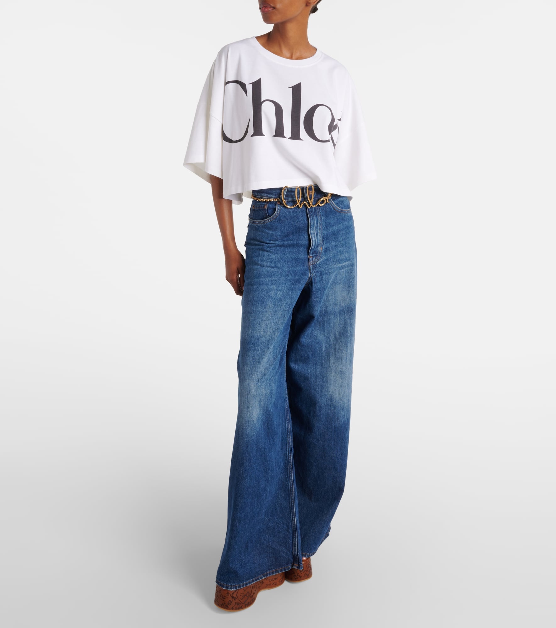 Logo cropped cotton jersey T-shirt - 2