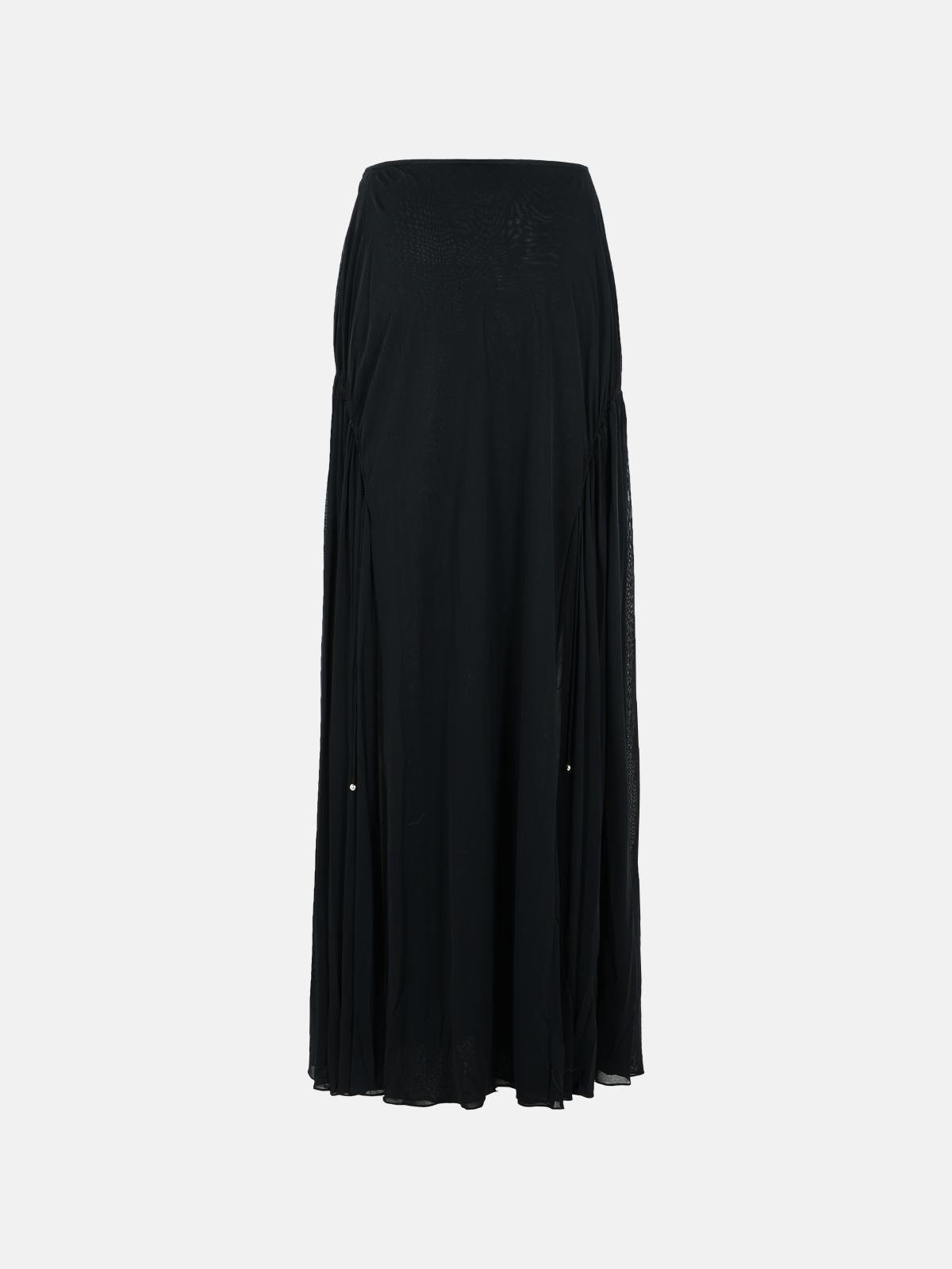 'FLARED' BLACK VISCOSE BLEND SKIRT - 3