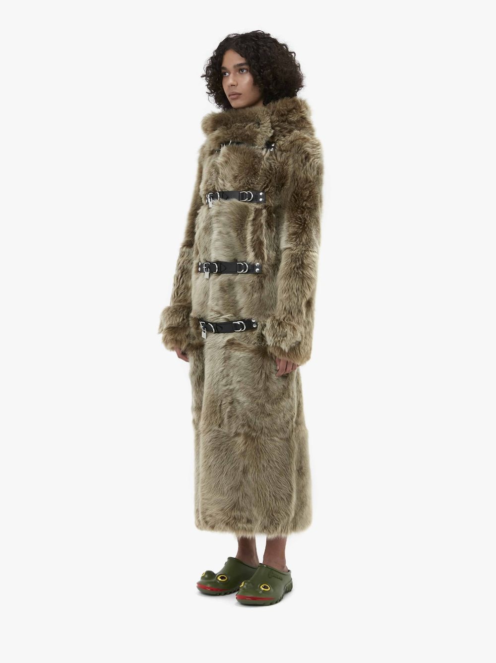 PADLOCK STRAP LONG LEATHER DUFFLE COAT - 4