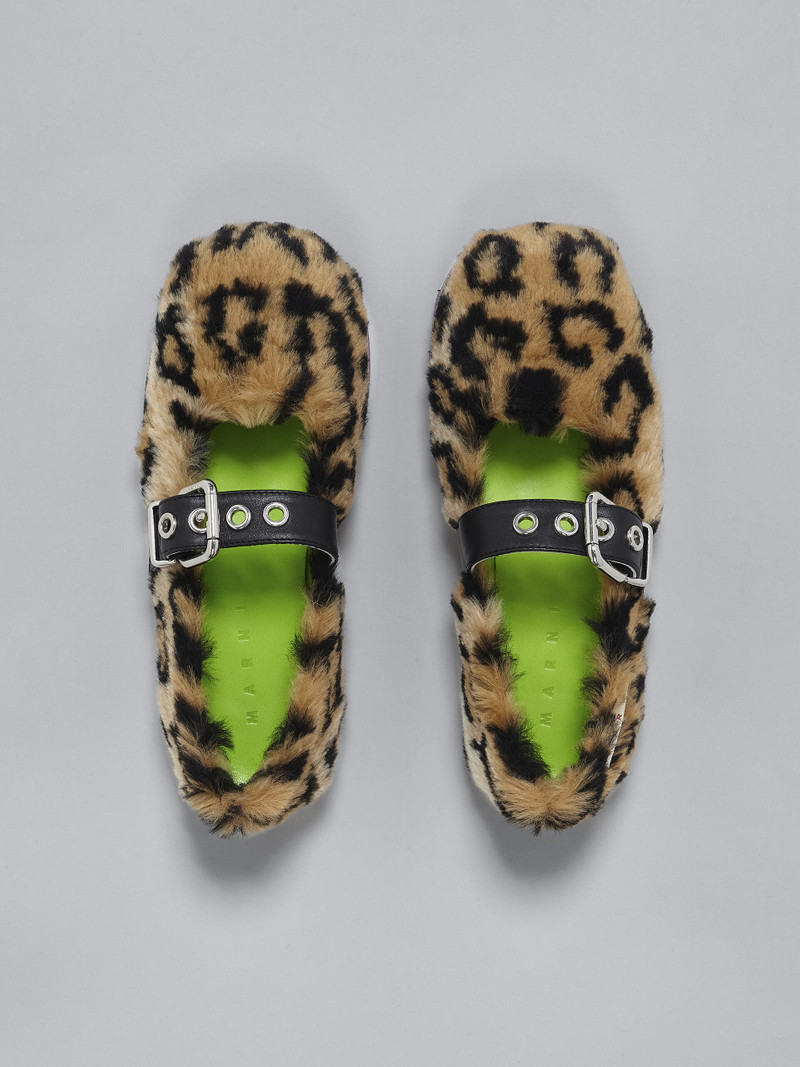 LEOPARD PRINT FAUX FUR MARY JANE FLAT 4