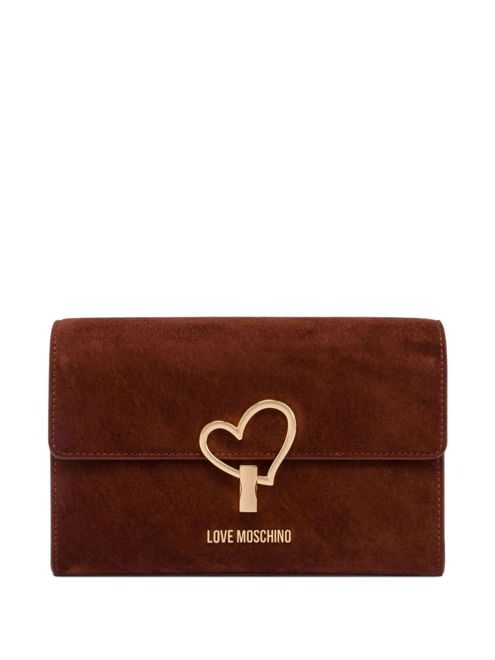 heart-shaped clasp suede bag - 1
