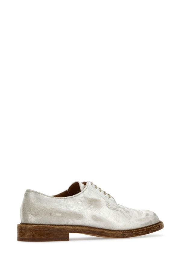 MAISON MARGIELA Chalk Velvet Lace-Up Shoes - 3