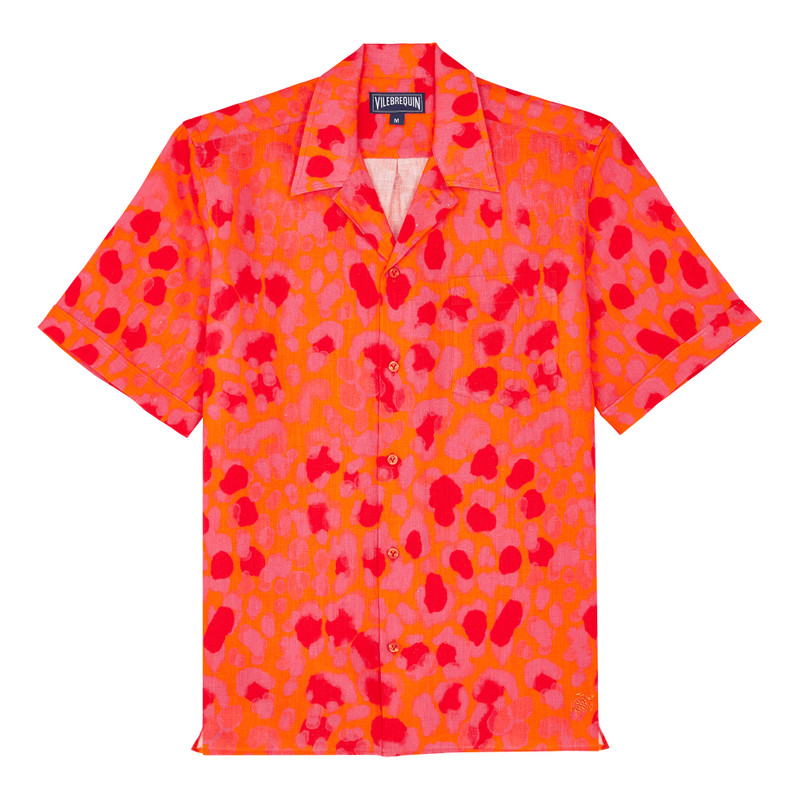 Men Bowling Linen Shirt New Leopard - 1
