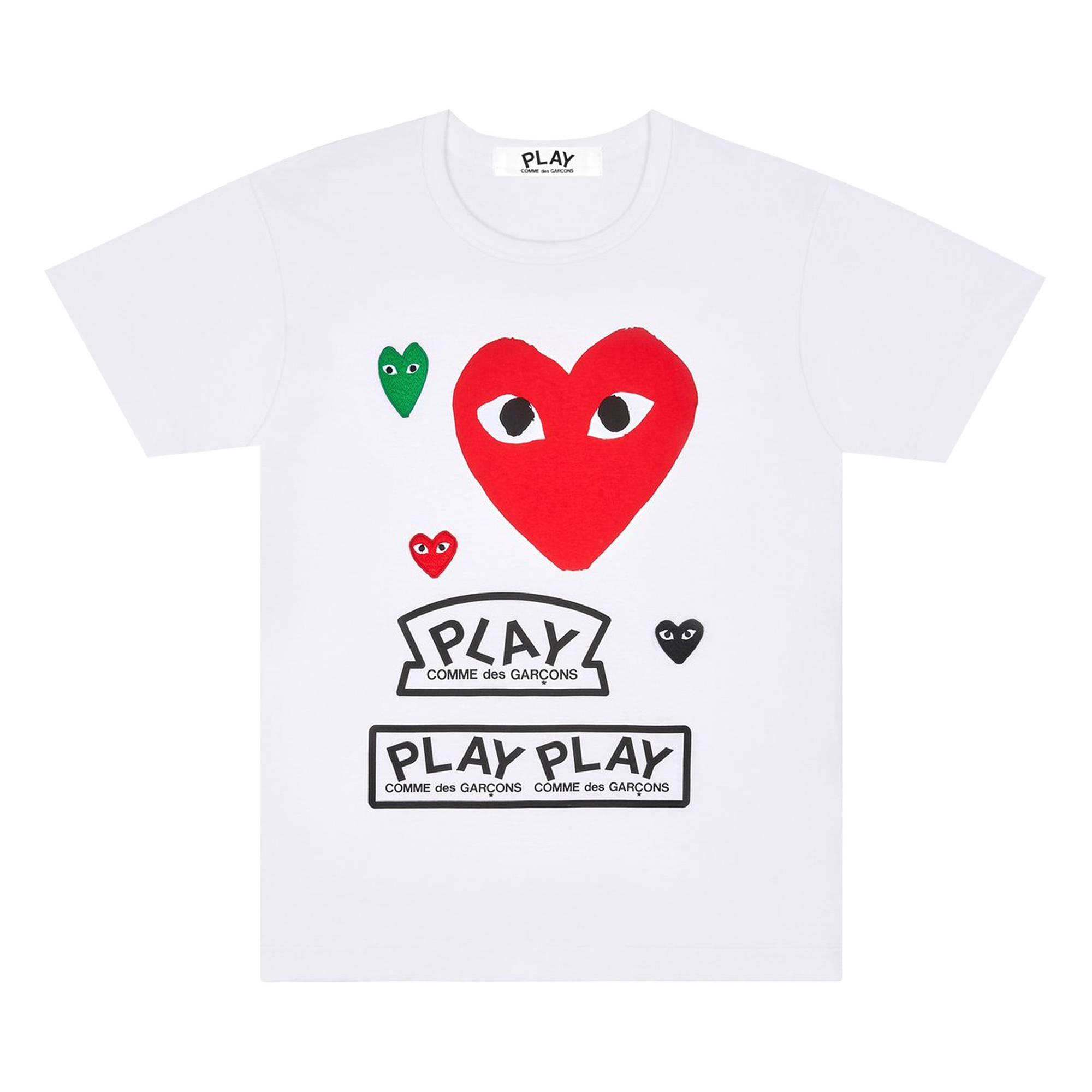 Comme des Garçons PLAY Multi Logo Short-Sleeve T-Shirt 'White' - 1