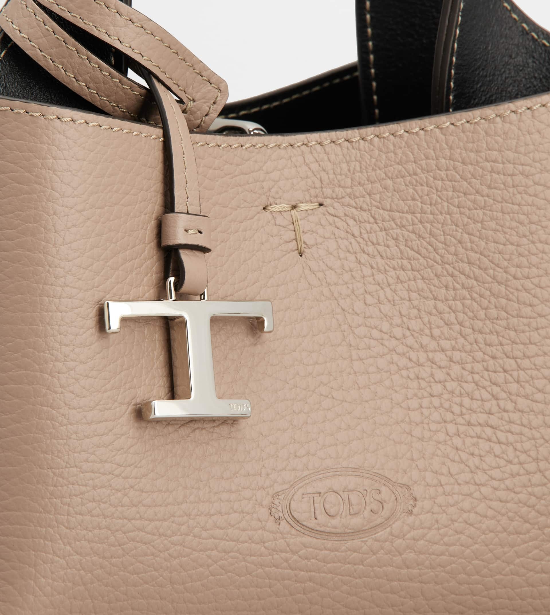 BAG IN LEATHER MICRO - BEIGE, BLACK - 5