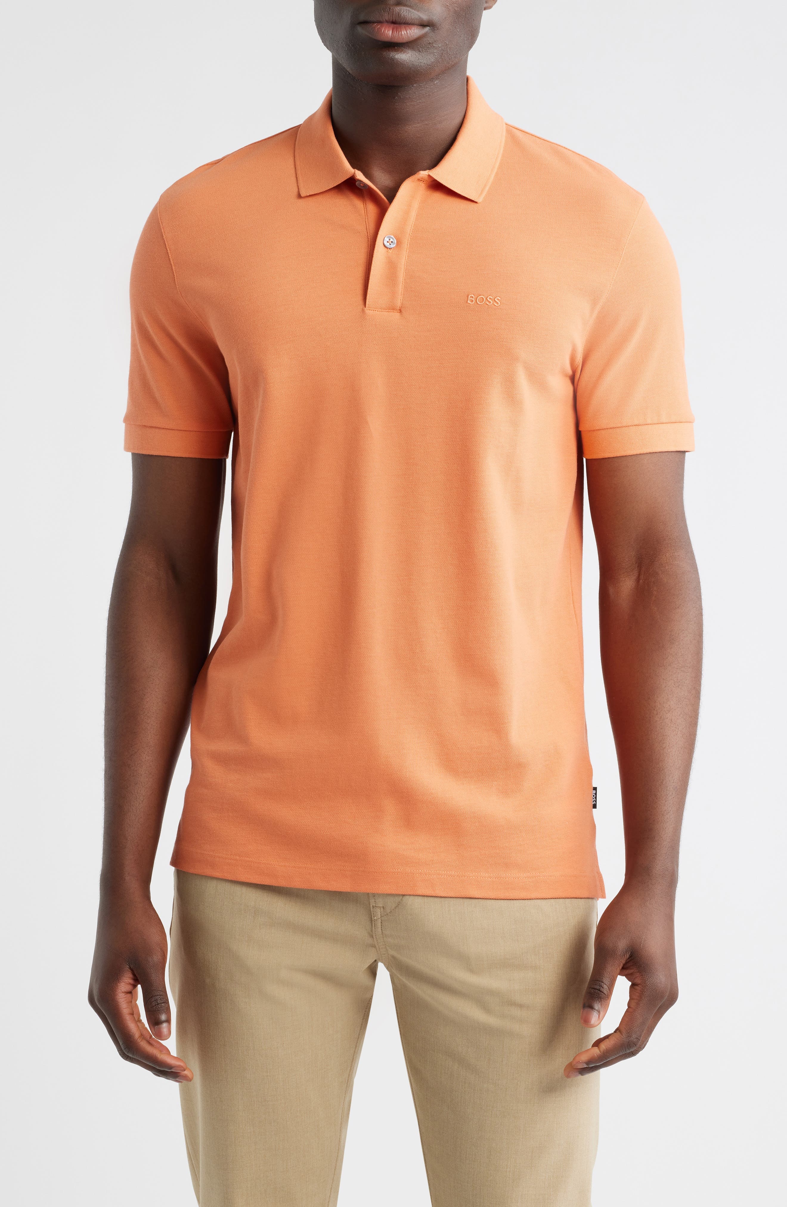 BOSS Pallas Cotton Polo in Bright Orange at Nordstrom - 1
