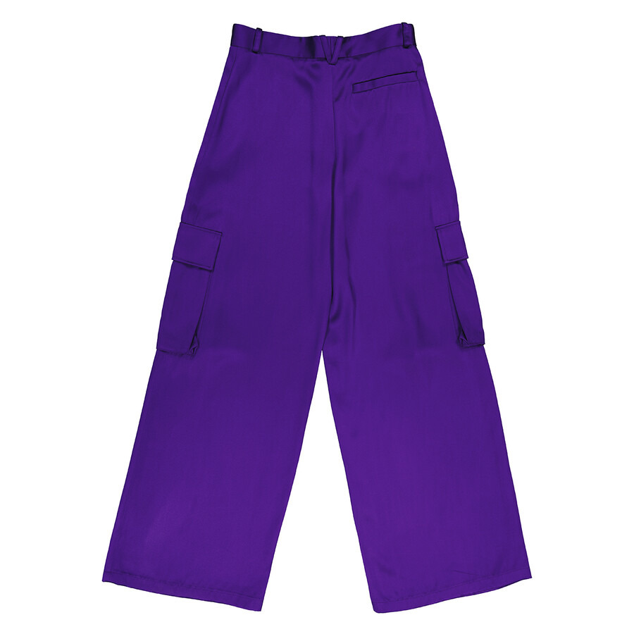 Versace Ladies Bright Dark Orchid Wide-Leg Cargo Pants - 7
