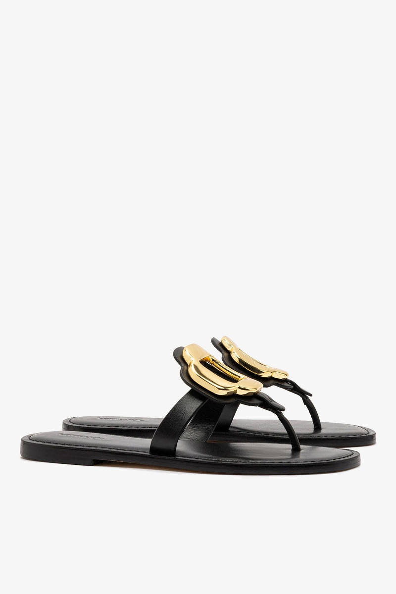 Margherita Thong Sandal In Black Leather 3