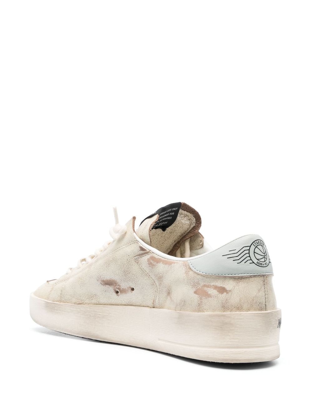 distressed-effect leather low-top sneakers - 3