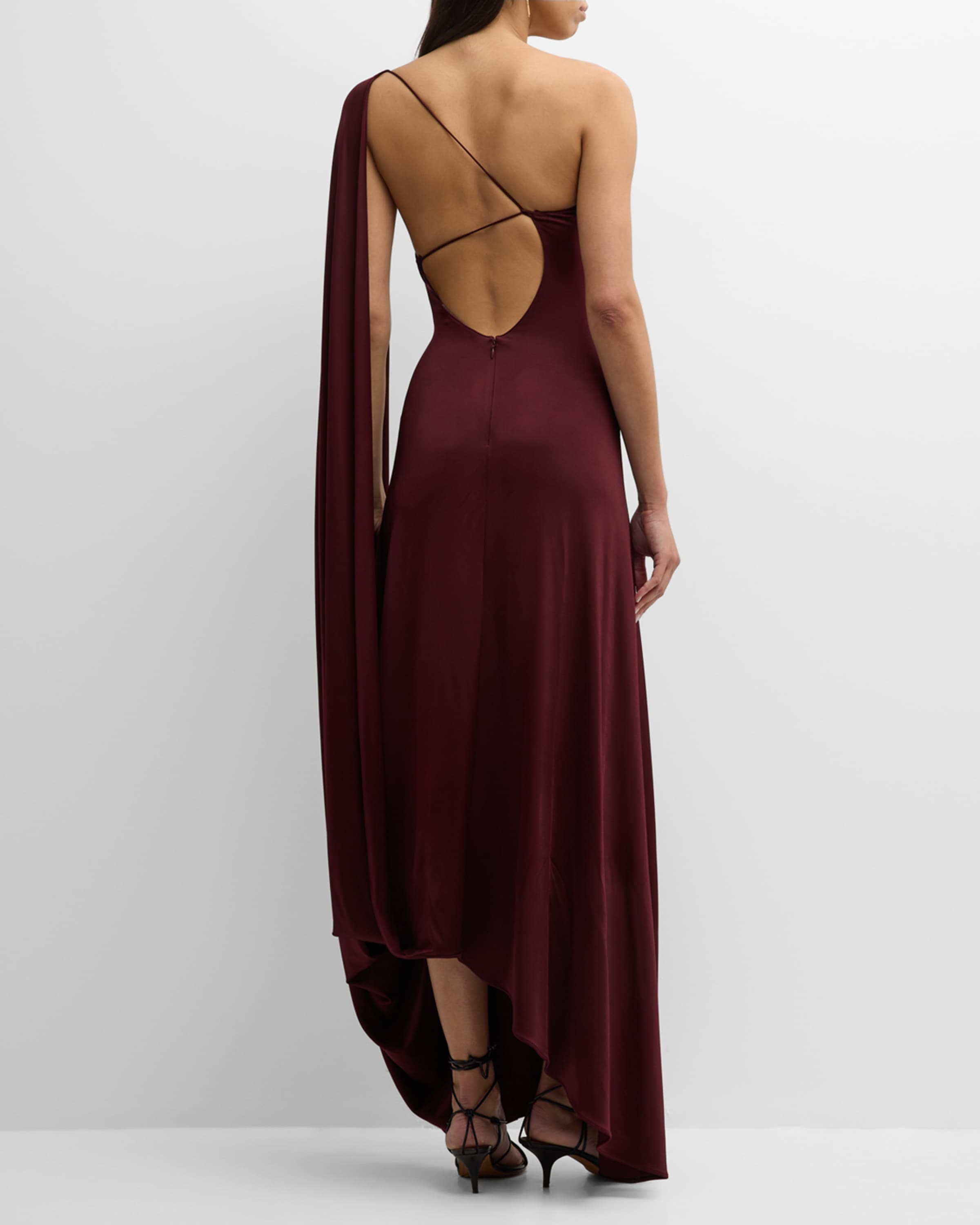 STELLA McCARTNEY ワンピース エンジ 2318624M0108 Stella McCartney One-Shoulder Cape Sleeveless Maxi Dress