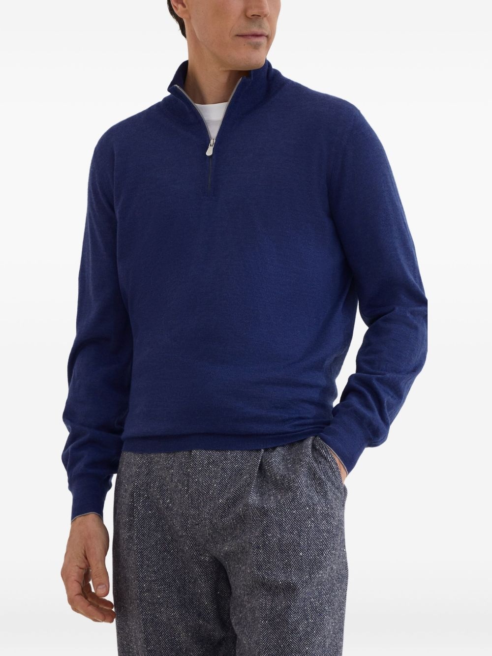 high-neck zip-up sweater - 3