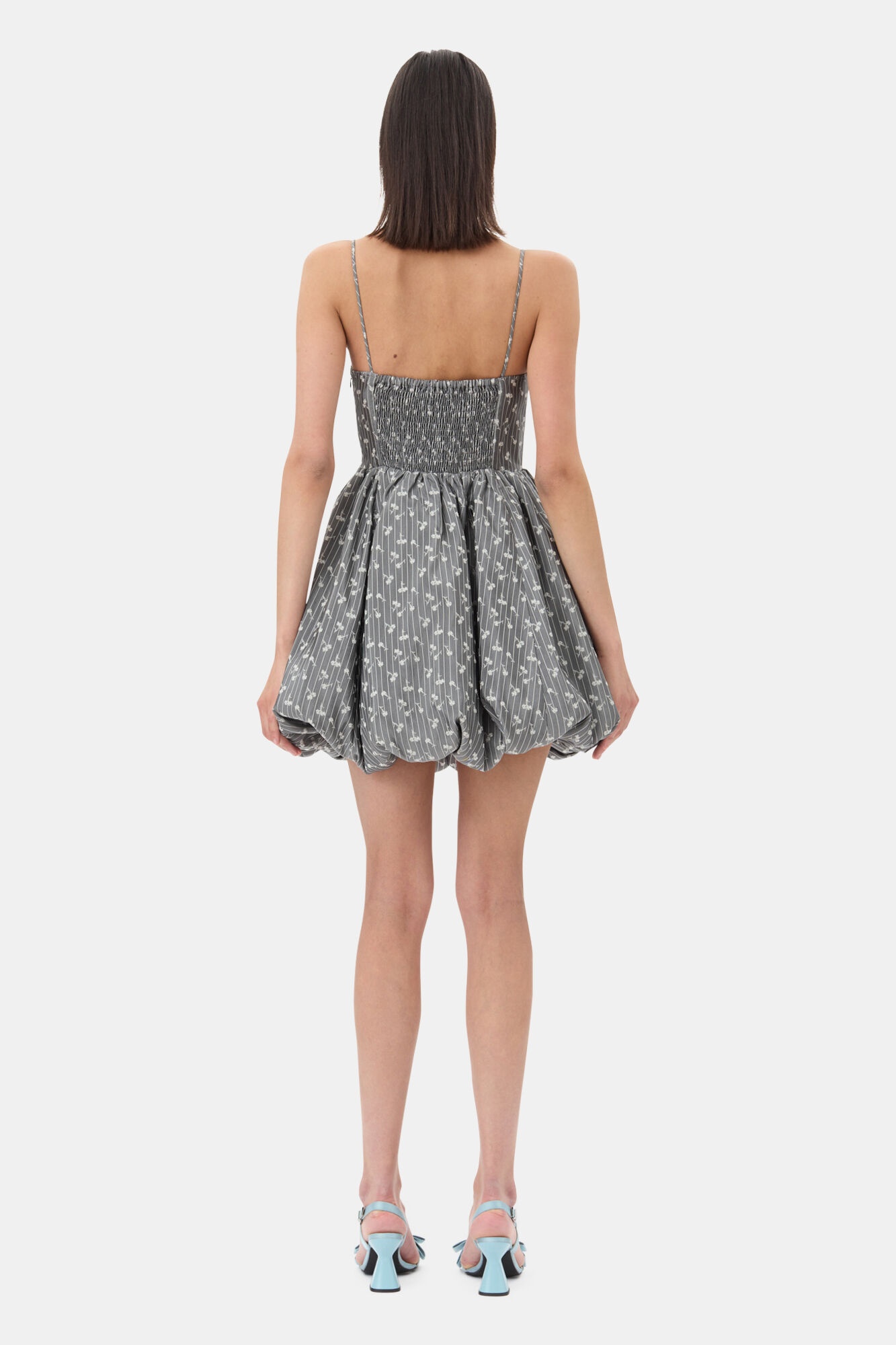 GANNI GREY JACQUARD STRAP MINI DRESS | REVERSIBLE