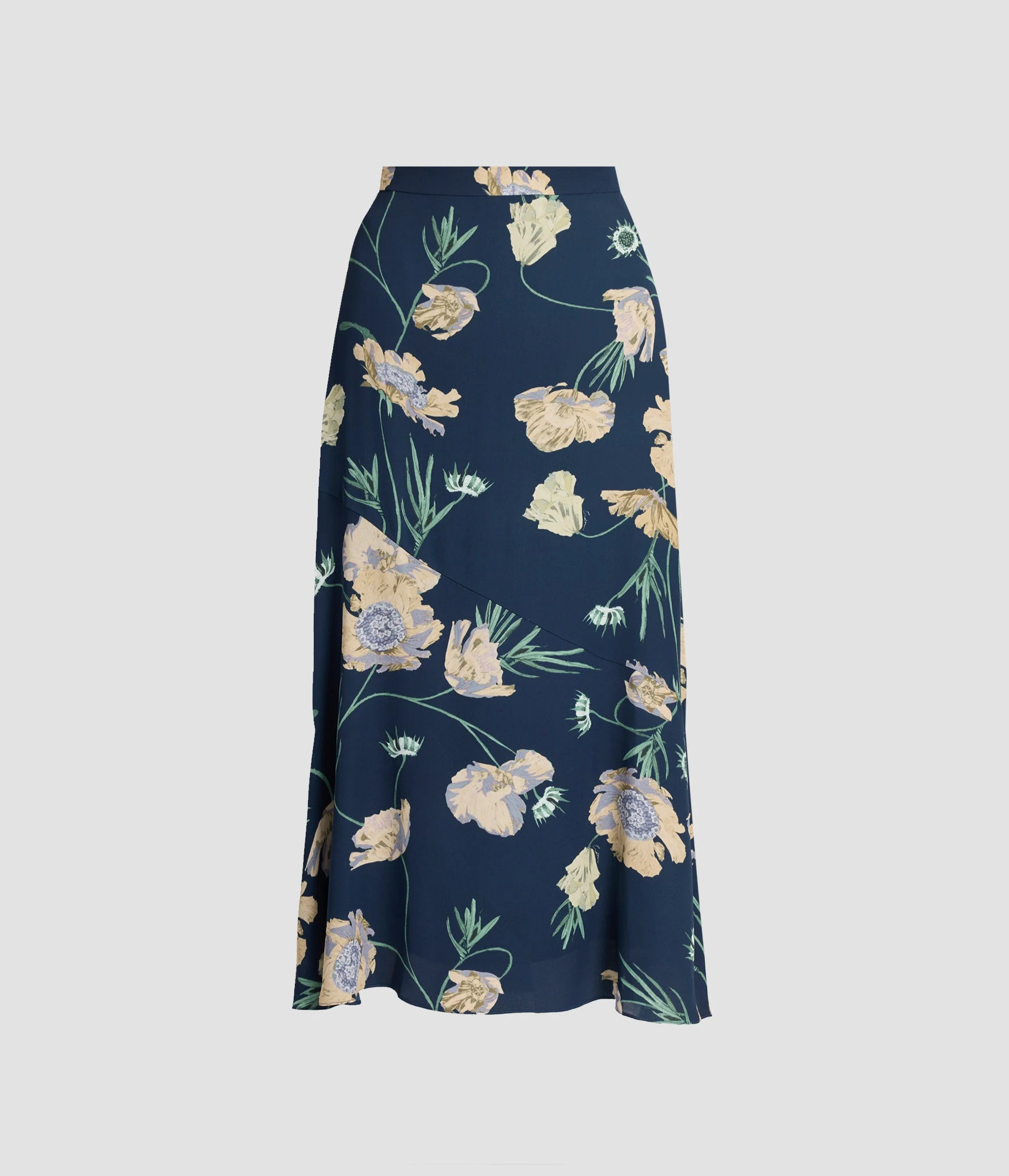 FLORAL CREPE A-LINE MIDI SKIRT - 1