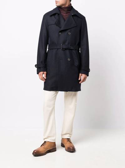 Canali double-breasted belted coat outlook