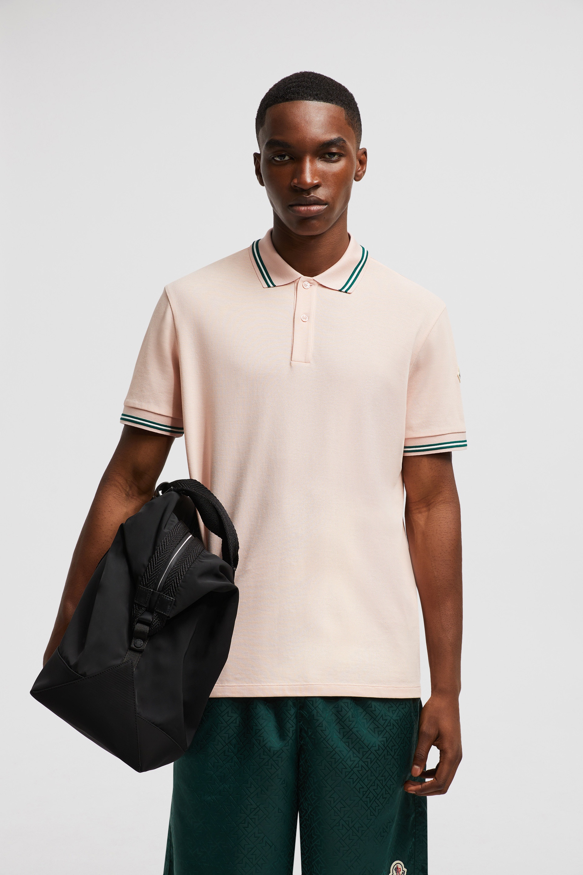 Striped Trim Cotton Piquet Polo Shirt - 2