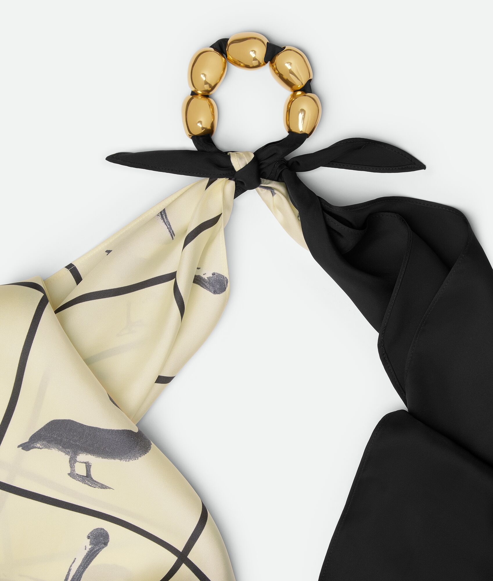 Printed Silk Beads Scarf - 3