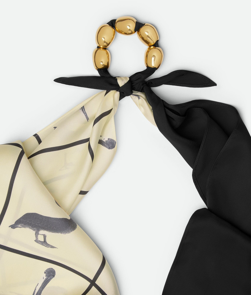 Printed Silk Beads Scarf 3