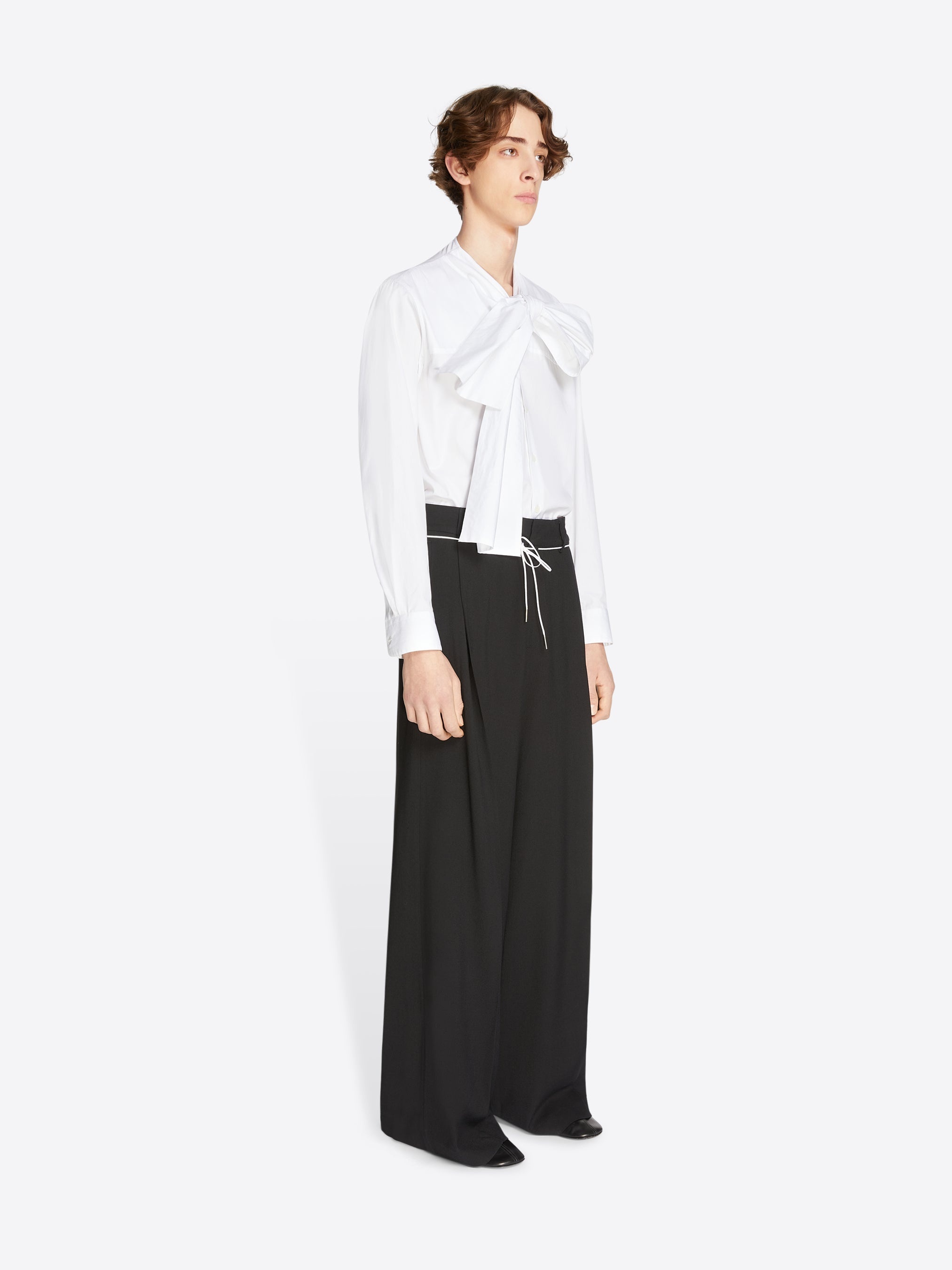 BOW NECK COTTON SHIRT - 3