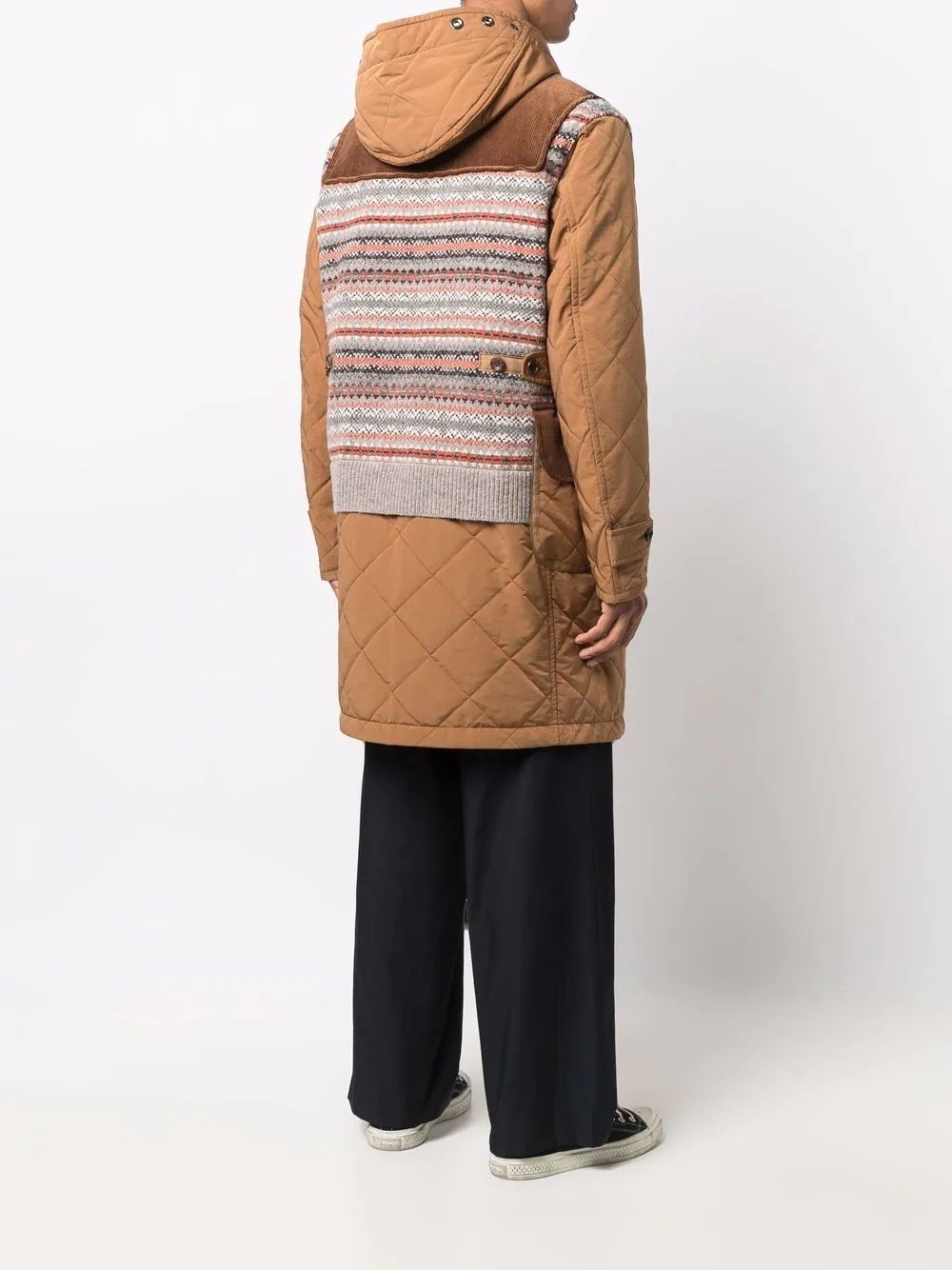 knitted panel duffle coat - 4