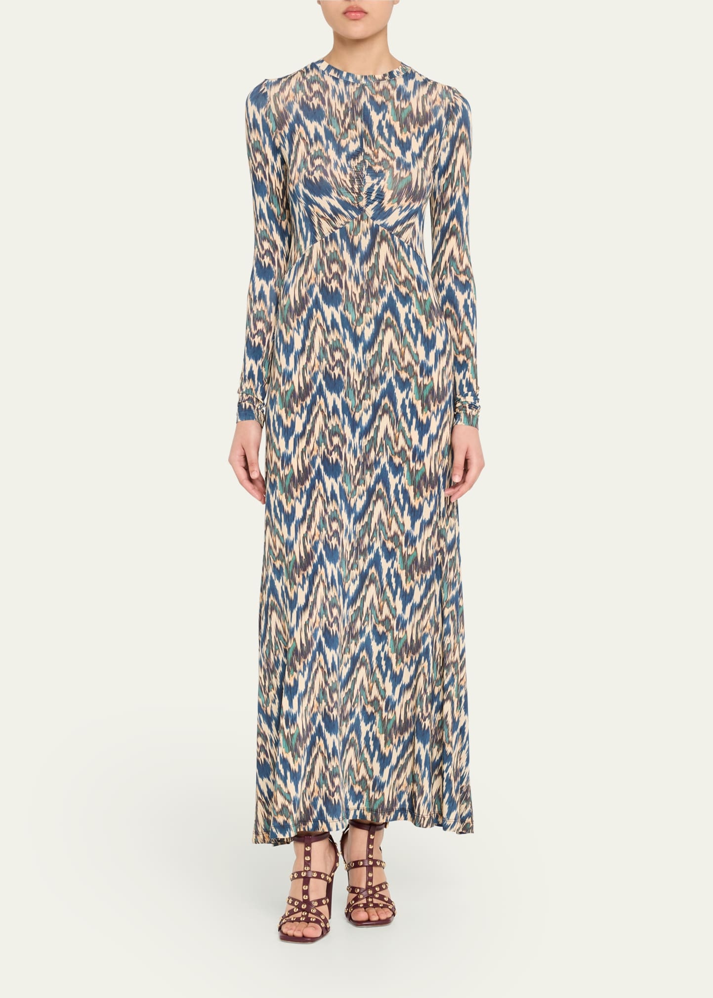 Naia Long-Sleeve Ruched Midi Dress - 2