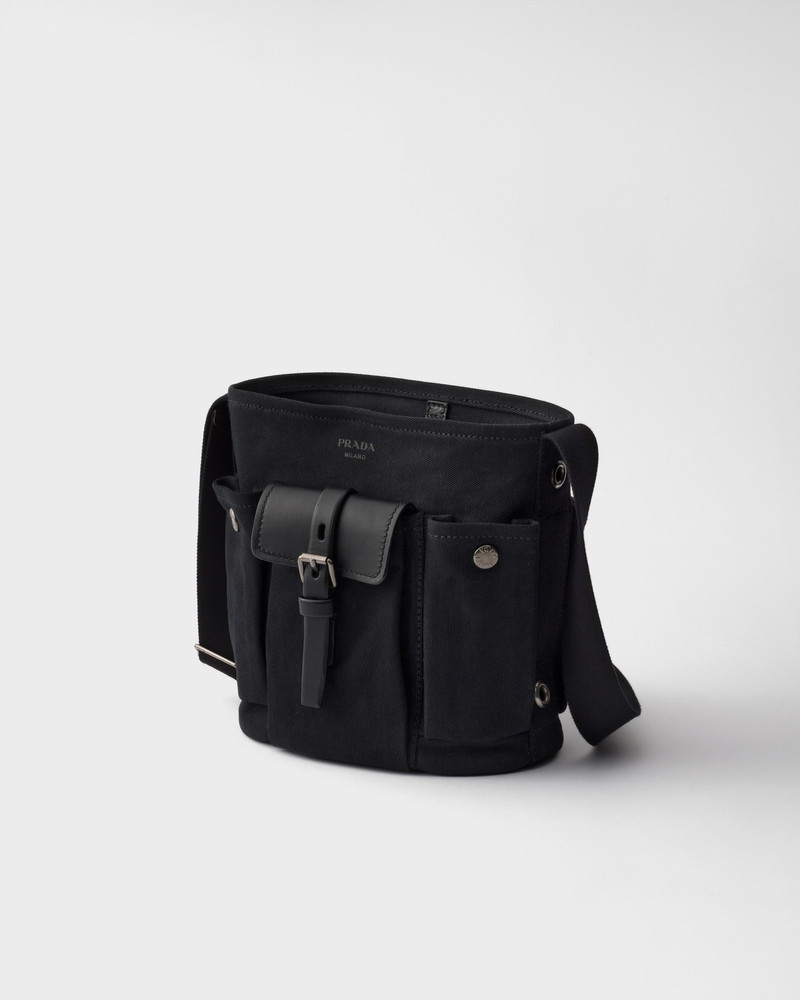 Prada Prada Route mini canvas and leather bucket bag outlook