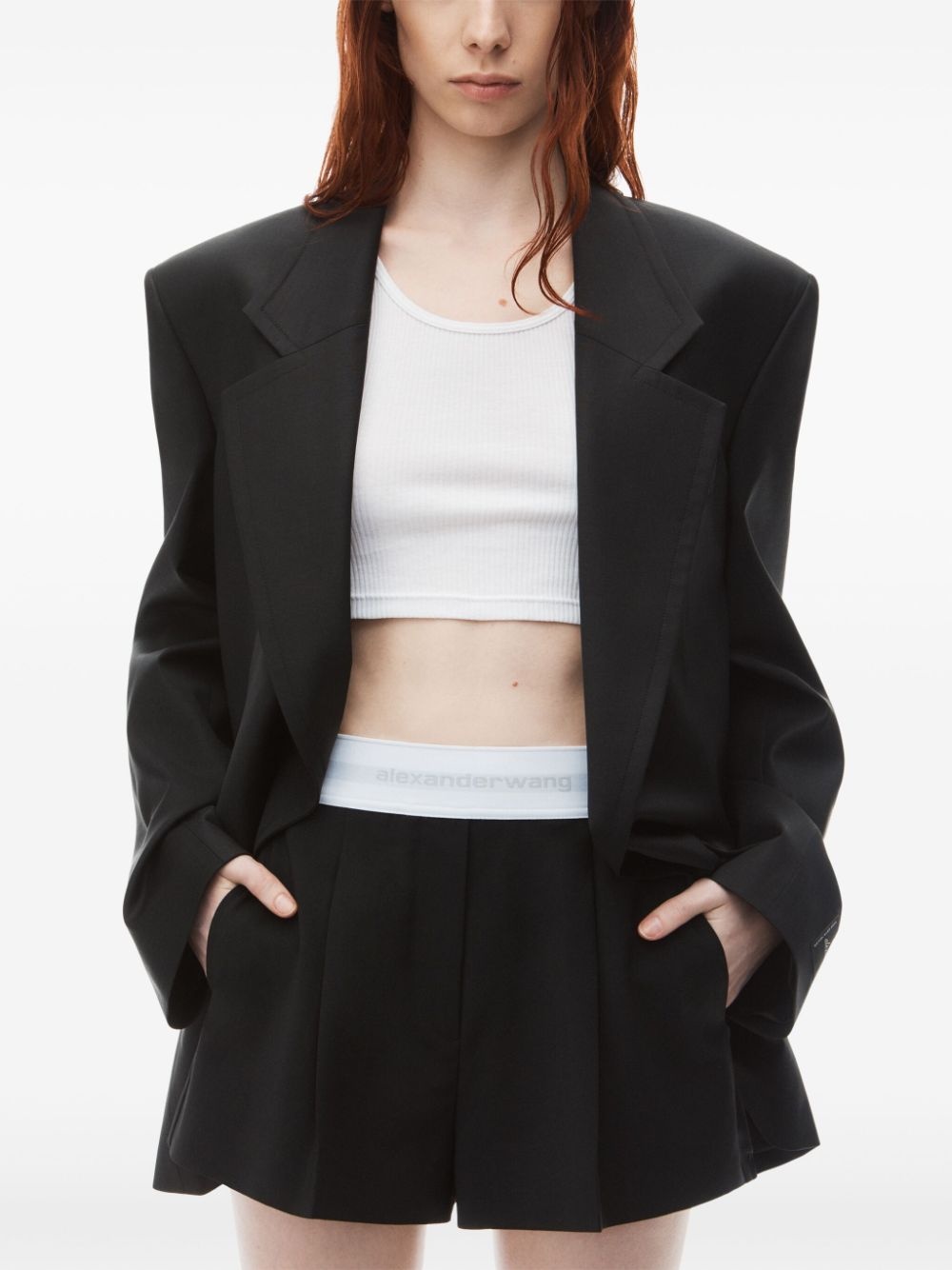 logo-waistband pleated shorts - 5