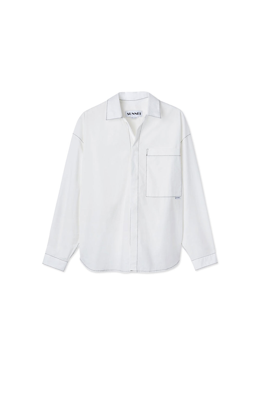 WHITE OVER SHIRT WITH CONTRAST STITCHING - 1