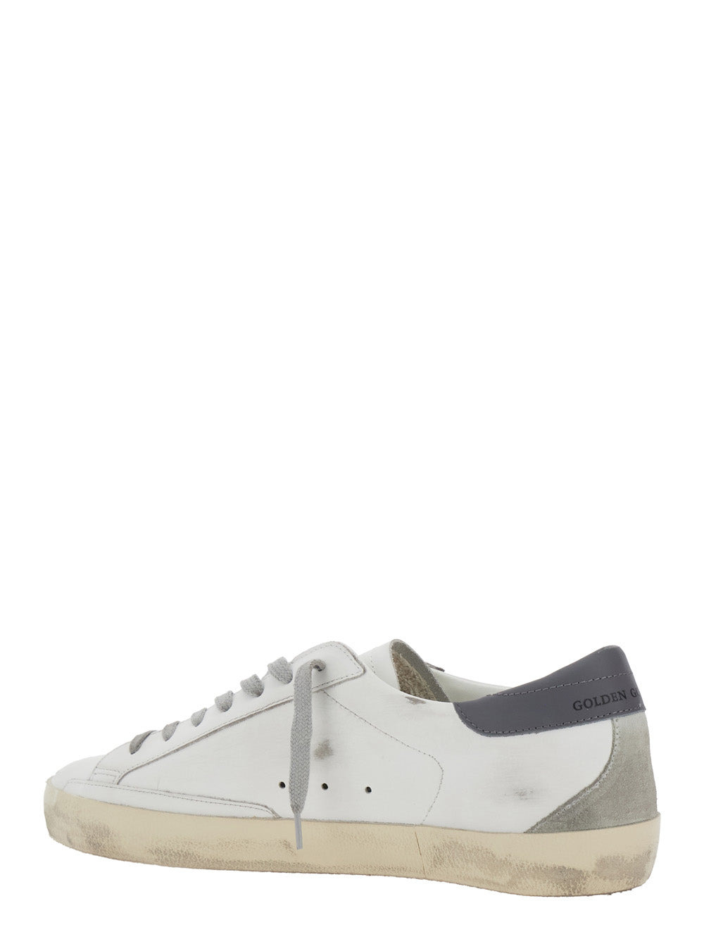Golden Goose Men 'Superstar' White Vintage Low Top Sneakers With Grey Heel Tab In Leather Man - 3