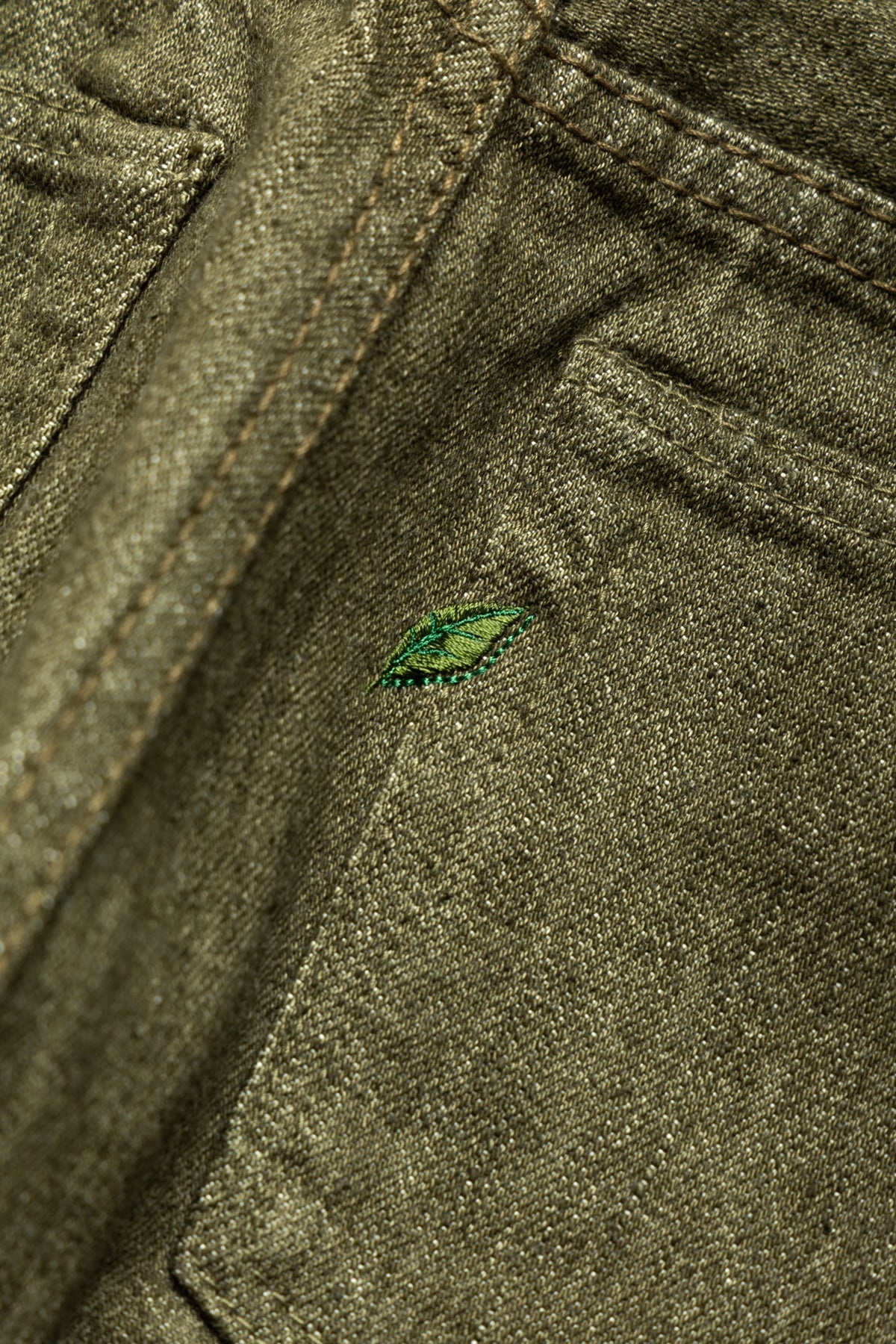 OL-14oz-019 14oz Olive Selvedge Denim Relax Tapered - 7