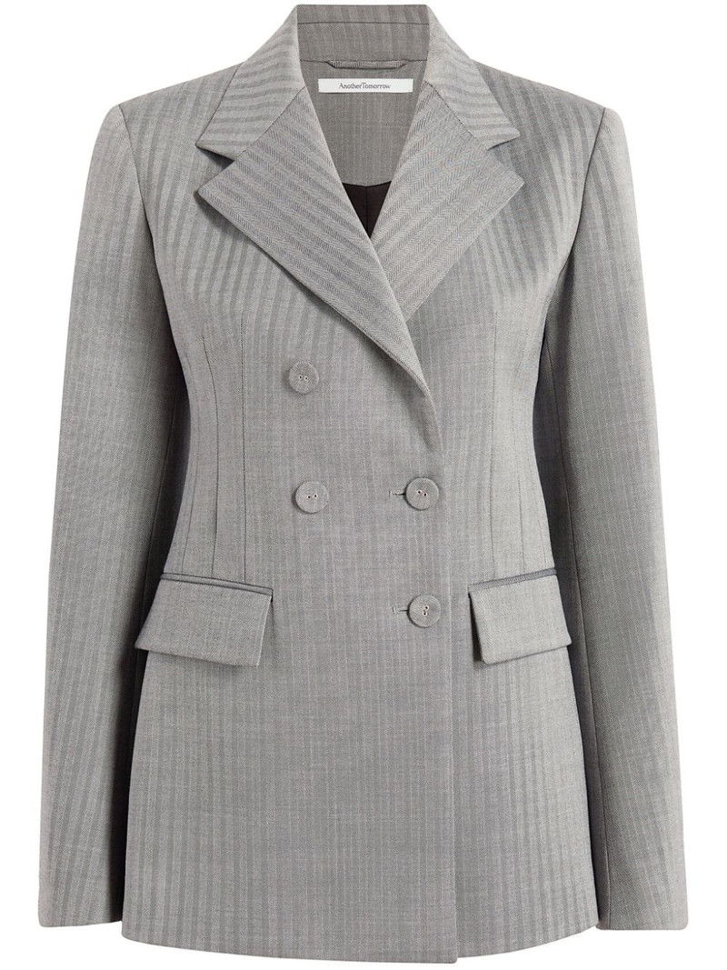 herringbone double-breasted blazer 1