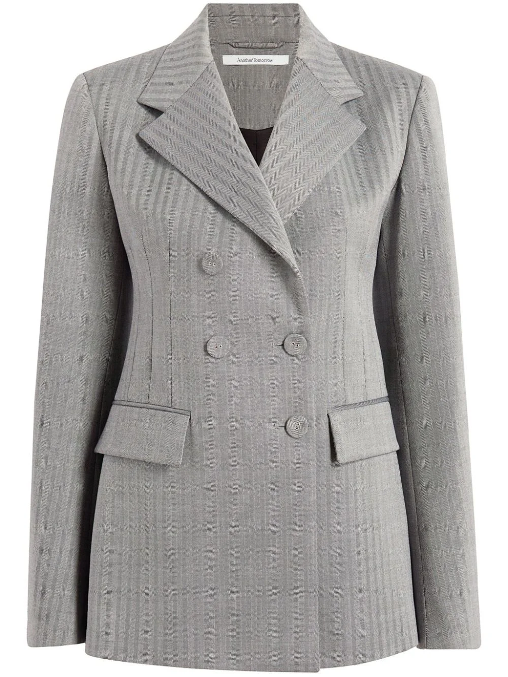 herringbone double-breasted blazer - 1