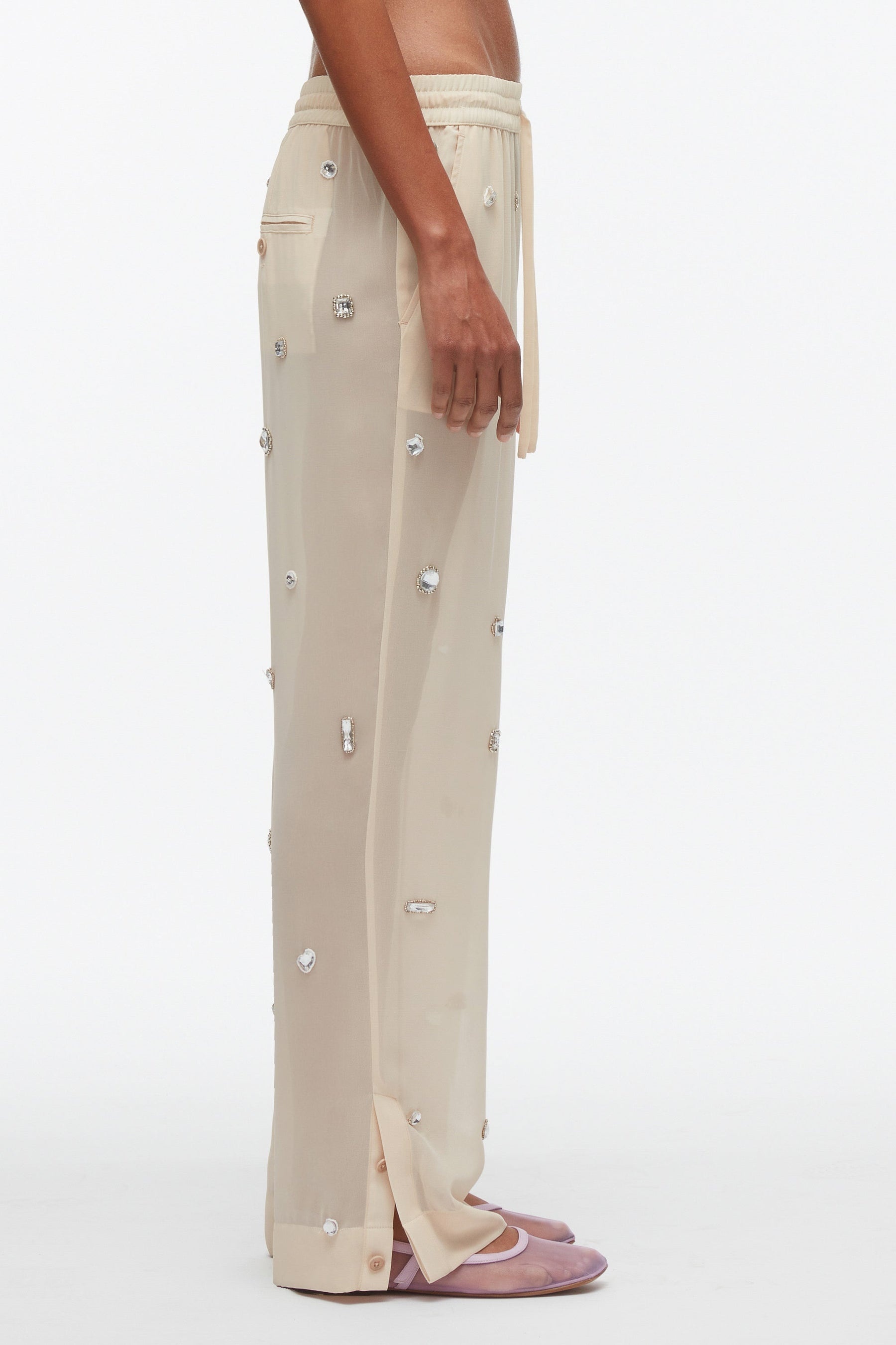 Halo Embroidered Chiffon Pant - 4