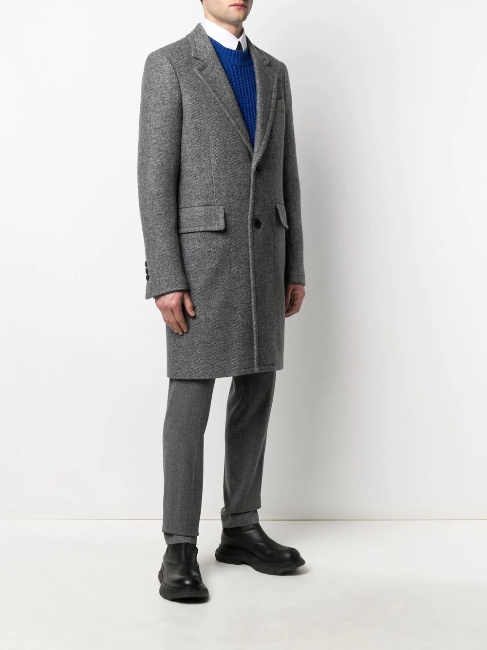 single-breasted wool coat - 3